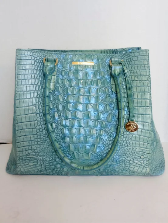 Brahmin Julian Melbourne Tote, Astral, Crocodile Embossed Leather, Aqua - Picture 3 of 16